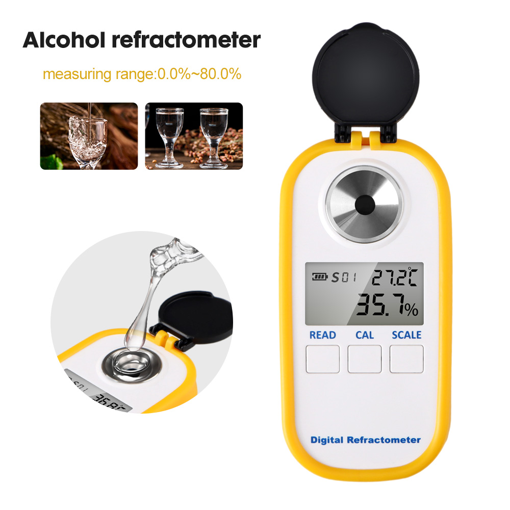Wine Beer Spirits - Refractómetro Digital de Alcohol 0-80% pantalla