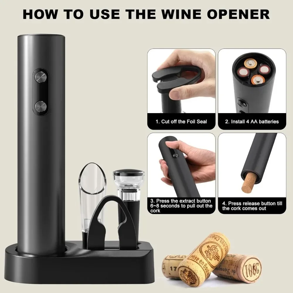 Juego de abridor de vino eléct - Bottle Stopper Set reseña y precio