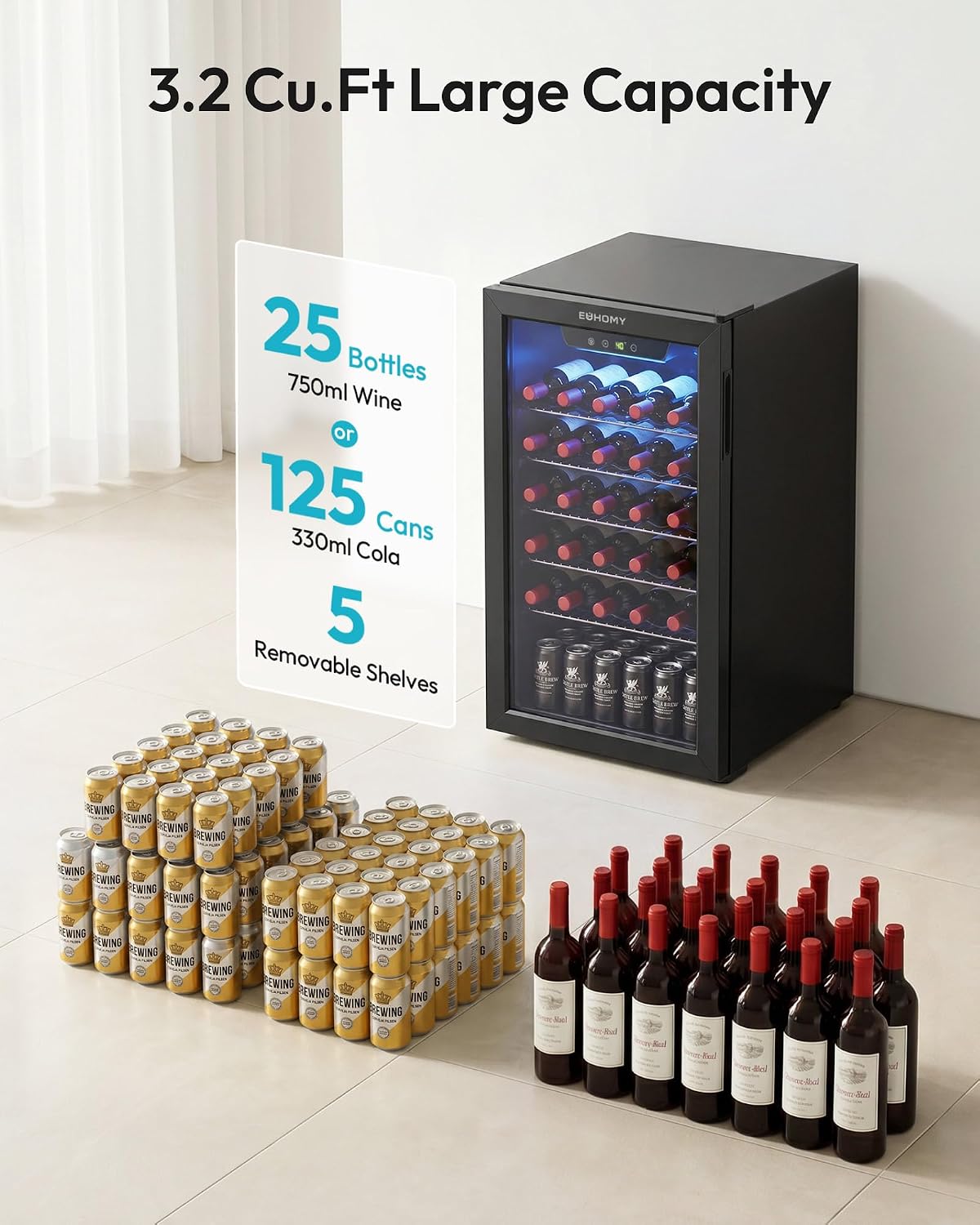 Enfriador de Bebidas de 125 La - Wine Beer Mini Fridge reseña y precio