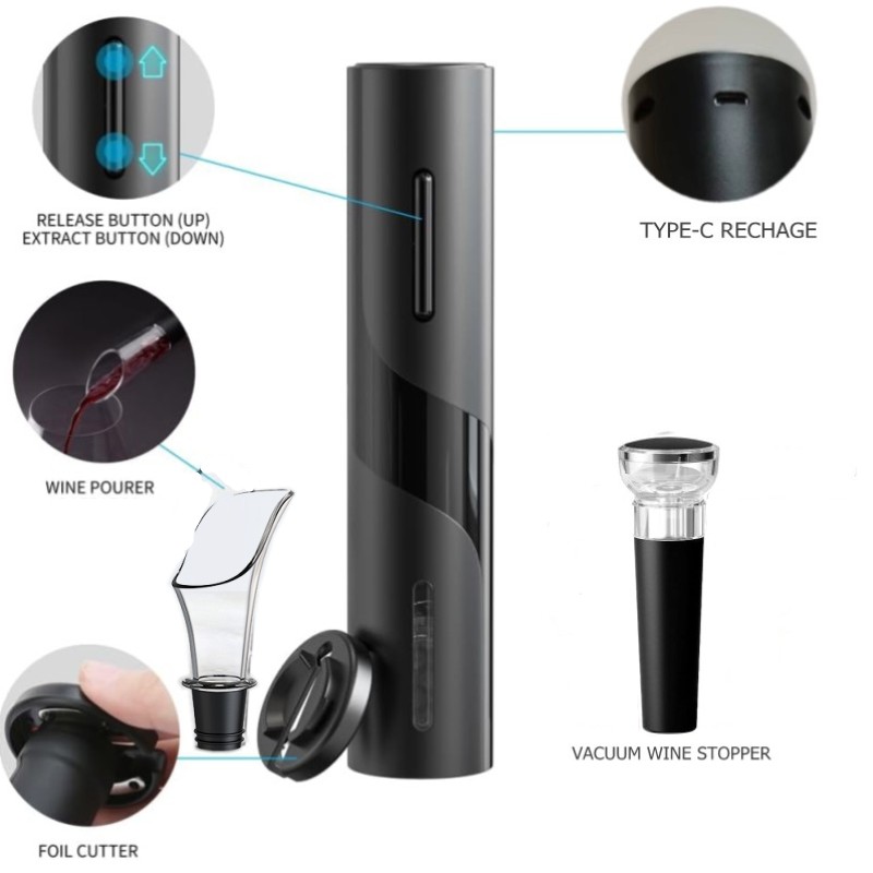 Sacacorchos automático eléctri - Bottle Stopper Set reseña y precio