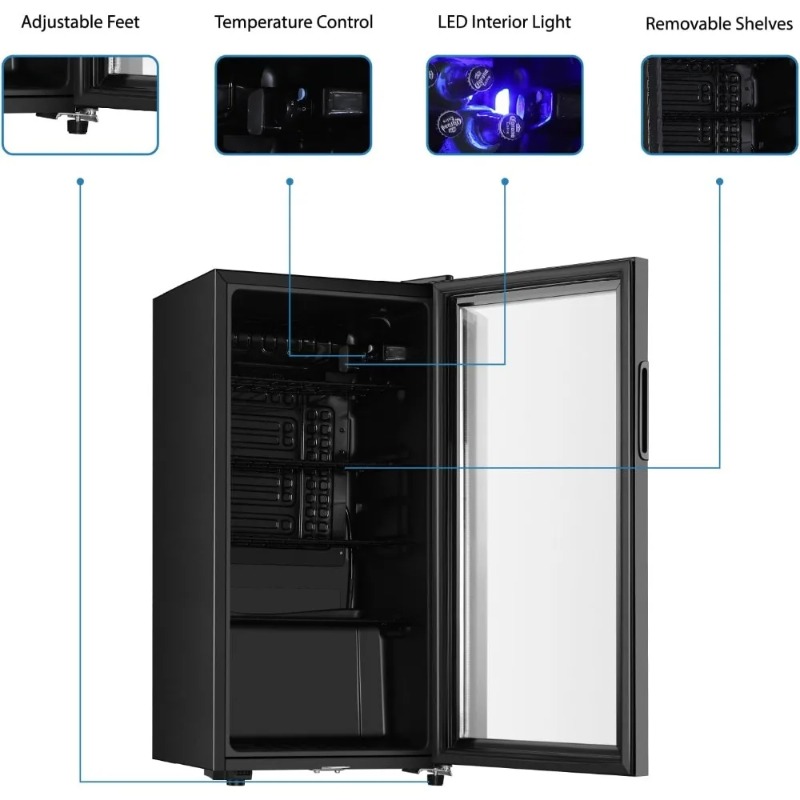 Refrigerador para bebidas, min - Wine Beer Mini Fridge reseña y precio