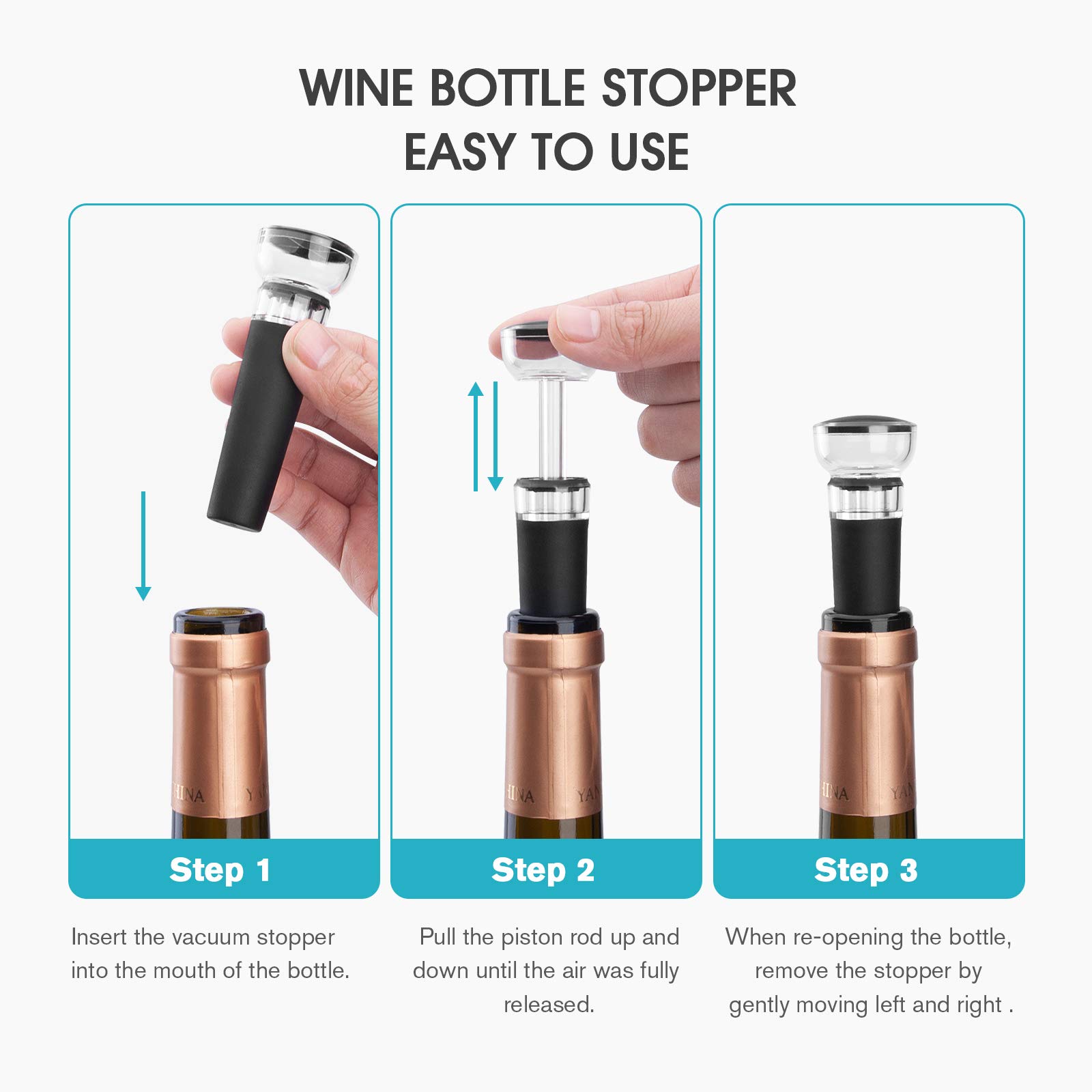 Paquete de 4 tapones para vino - Wine Stopper Vacuum reseña y precio